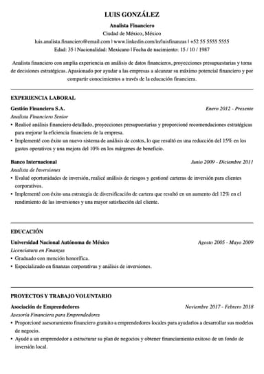 CV de demostración